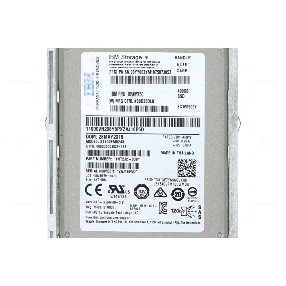 02AM750 IBM SSD 400GB 12G SAS 2.5 SFF HOT-SWAP FOR DS8880 -